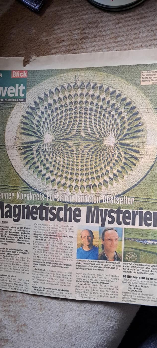 Blick, 23. Oktober 2000: Berner Kornkreis-Forscher und «magnetische Mysterien»