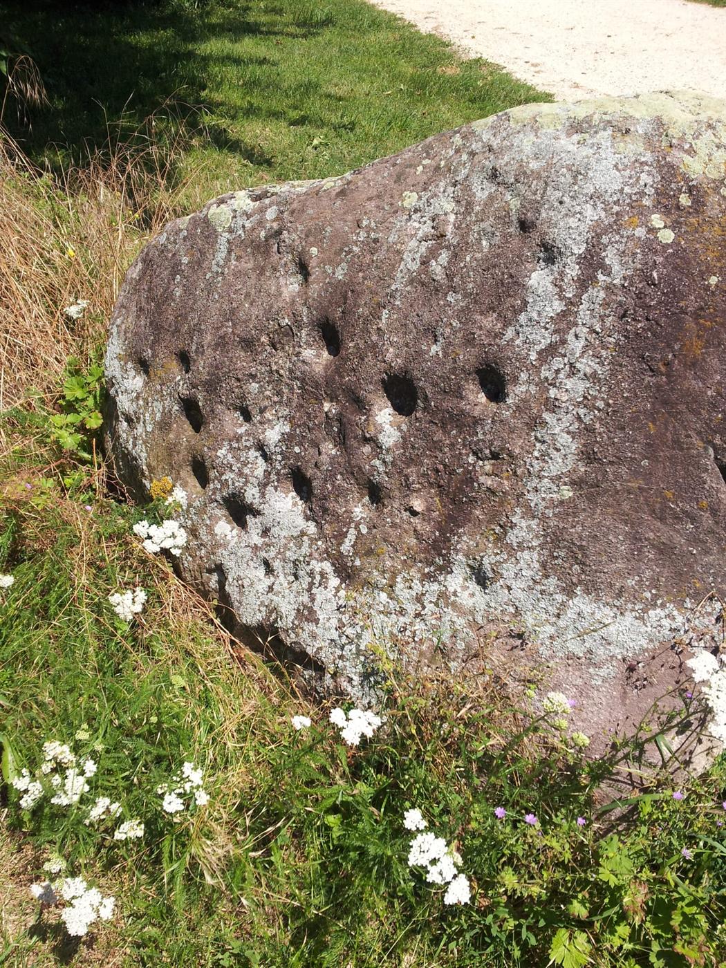 Findling mit Lochreihen am Wegrand — Näpfchensteine geben der Forschung bis heute Rätsel auf
